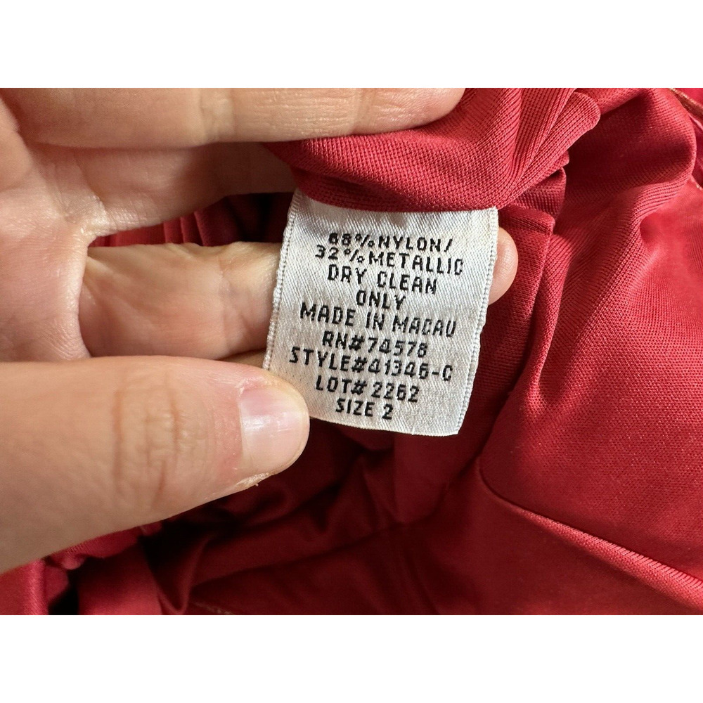 Cache Red Shimmer Sparkle Ruffle Gown Y2k New Siz… - image 7